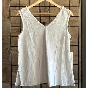 NWT Cecilia Nathal Sleeveless Top Size Medium White Cotton Vacation